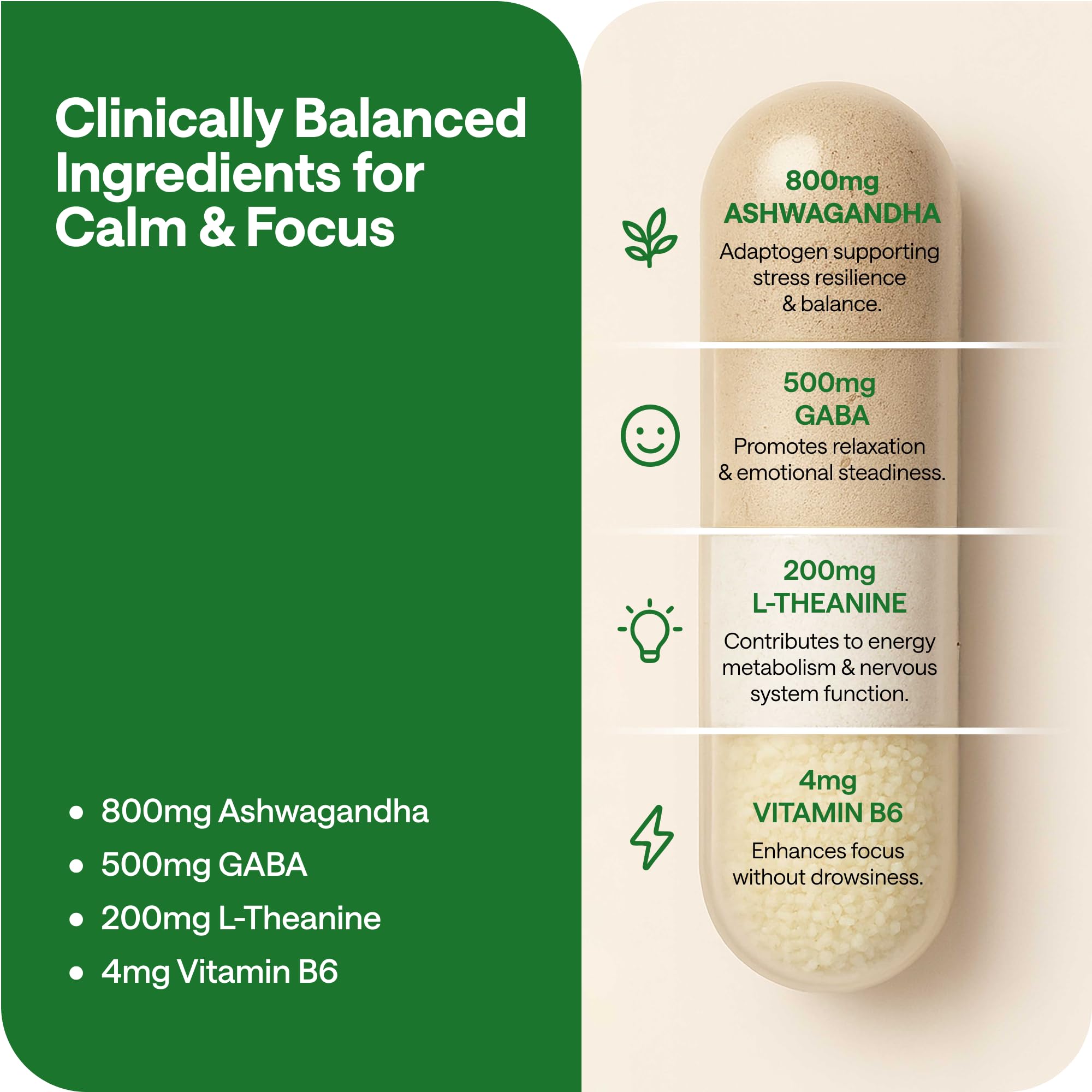 Ashwagandha Complex 800mg with GABA, L-Theanine & B6